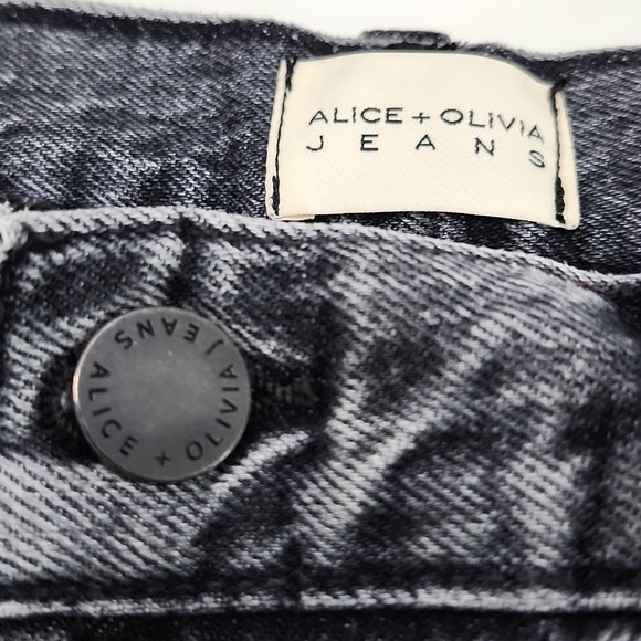 Alice + Olivia Genevive Extreme Distressed Girlfriend Jeans in Past Midnight - Picture 5 of 11